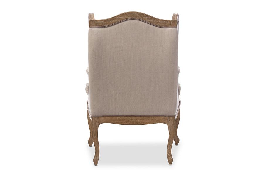 Oreille French Provincial Style Wash Distressed Two-tone Upholstered Armchair