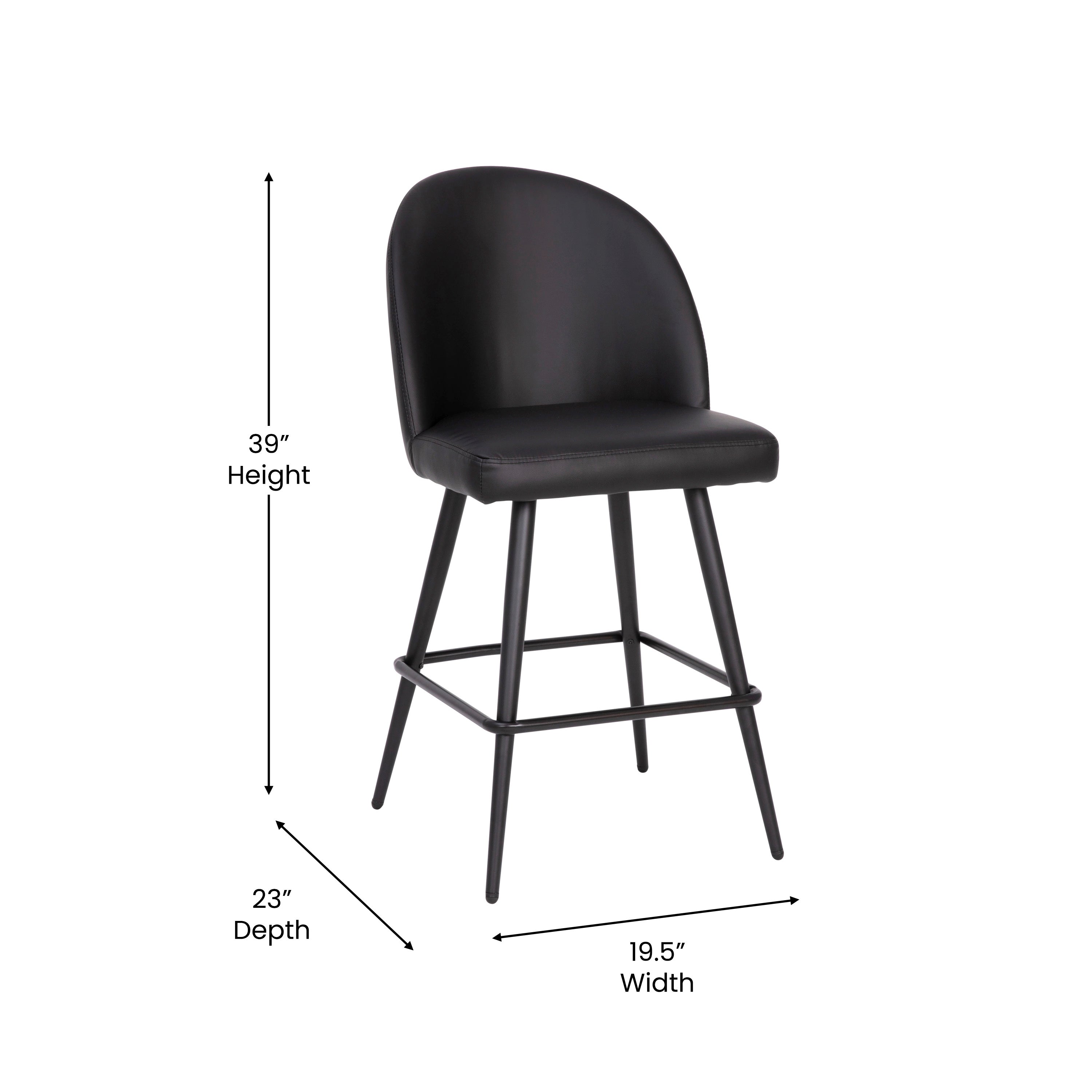 Lyla Set of 2 Commercial Modern Armless Counter Stools with Contoured Backrests, Steel Frames and Footrests-Set of 2