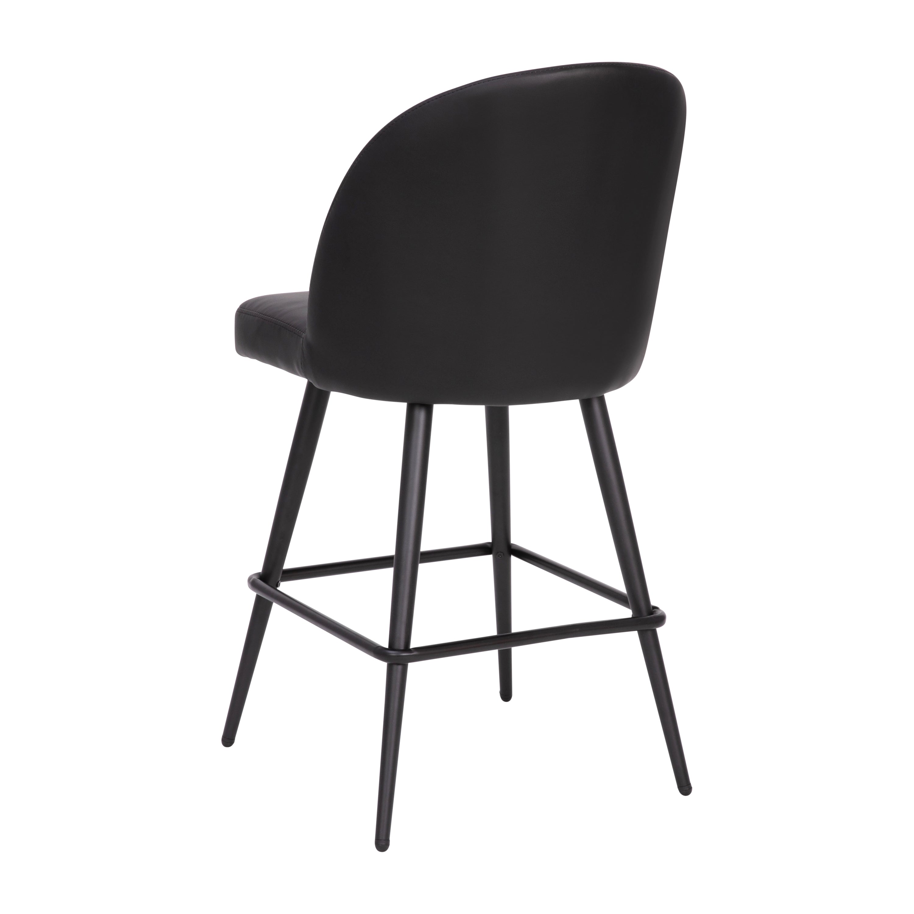 Lyla Set of 2 Commercial Modern Armless Counter Stools with Contoured Backrests, Steel Frames and Footrests-Set of 2