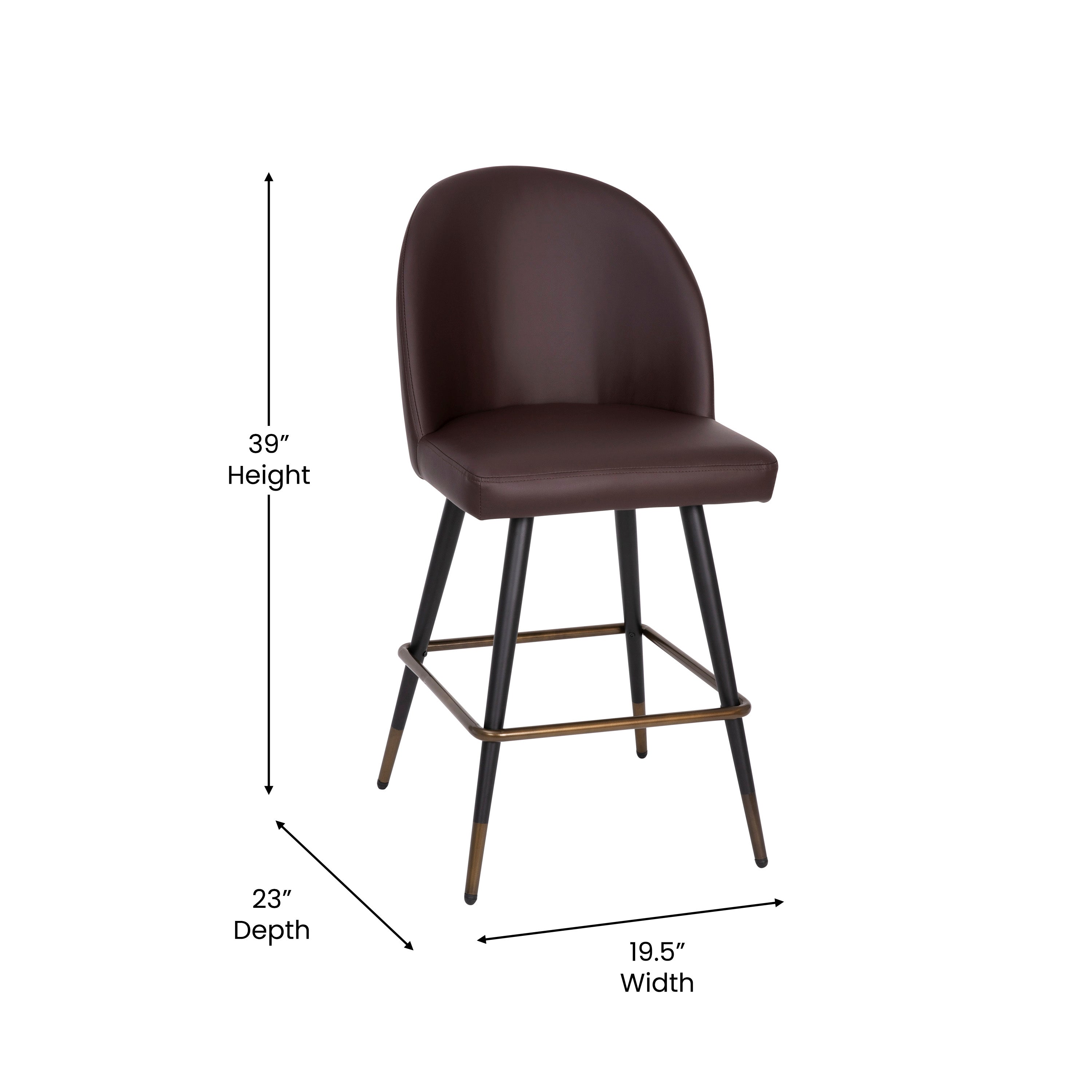 Lyla Set of 2 Commercial Modern Armless Counter Stools with Contoured Backrests, Steel Frames and Footrests-Set of 2