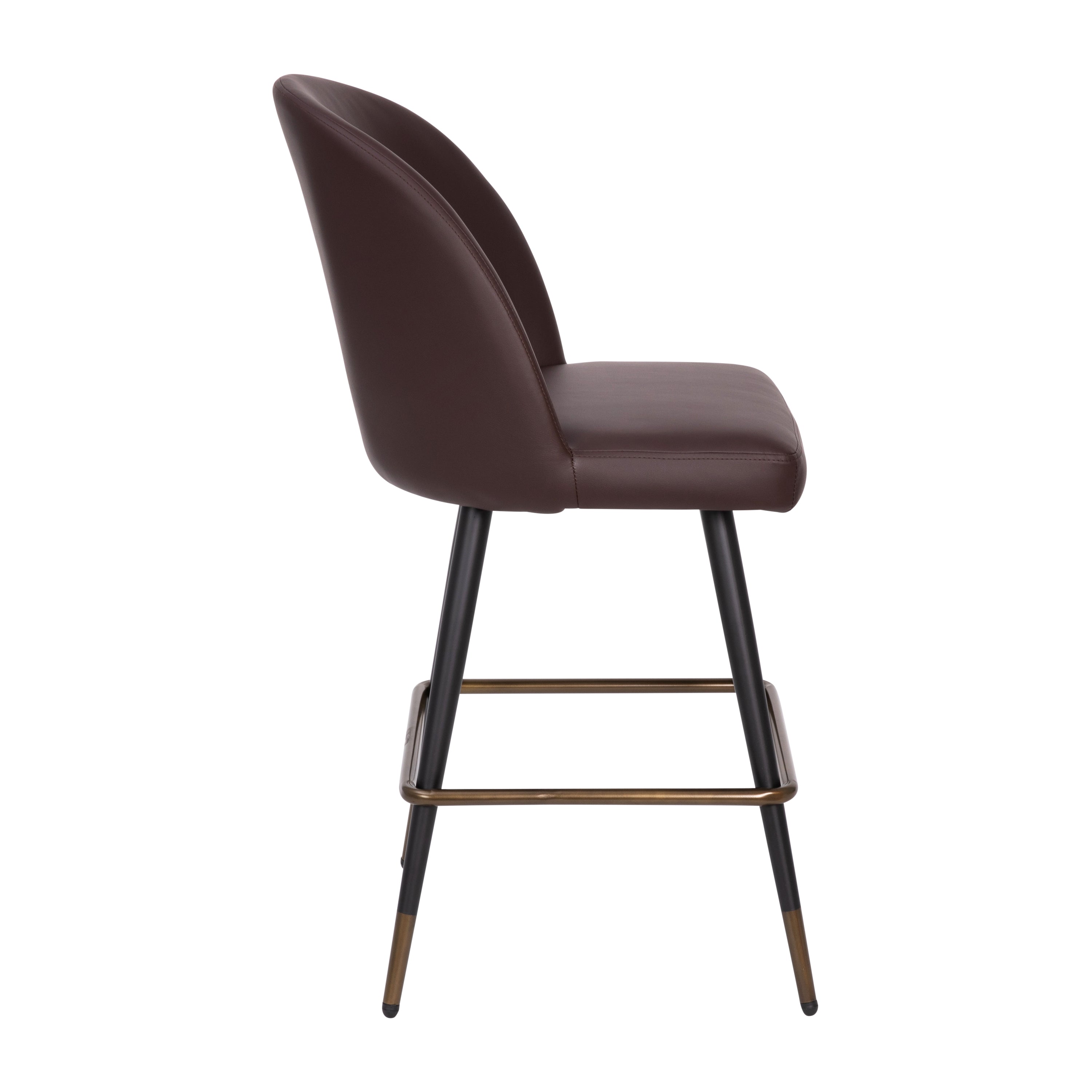 Lyla Set of 2 Commercial Modern Armless Counter Stools with Contoured Backrests, Steel Frames and Footrests-Set of 2