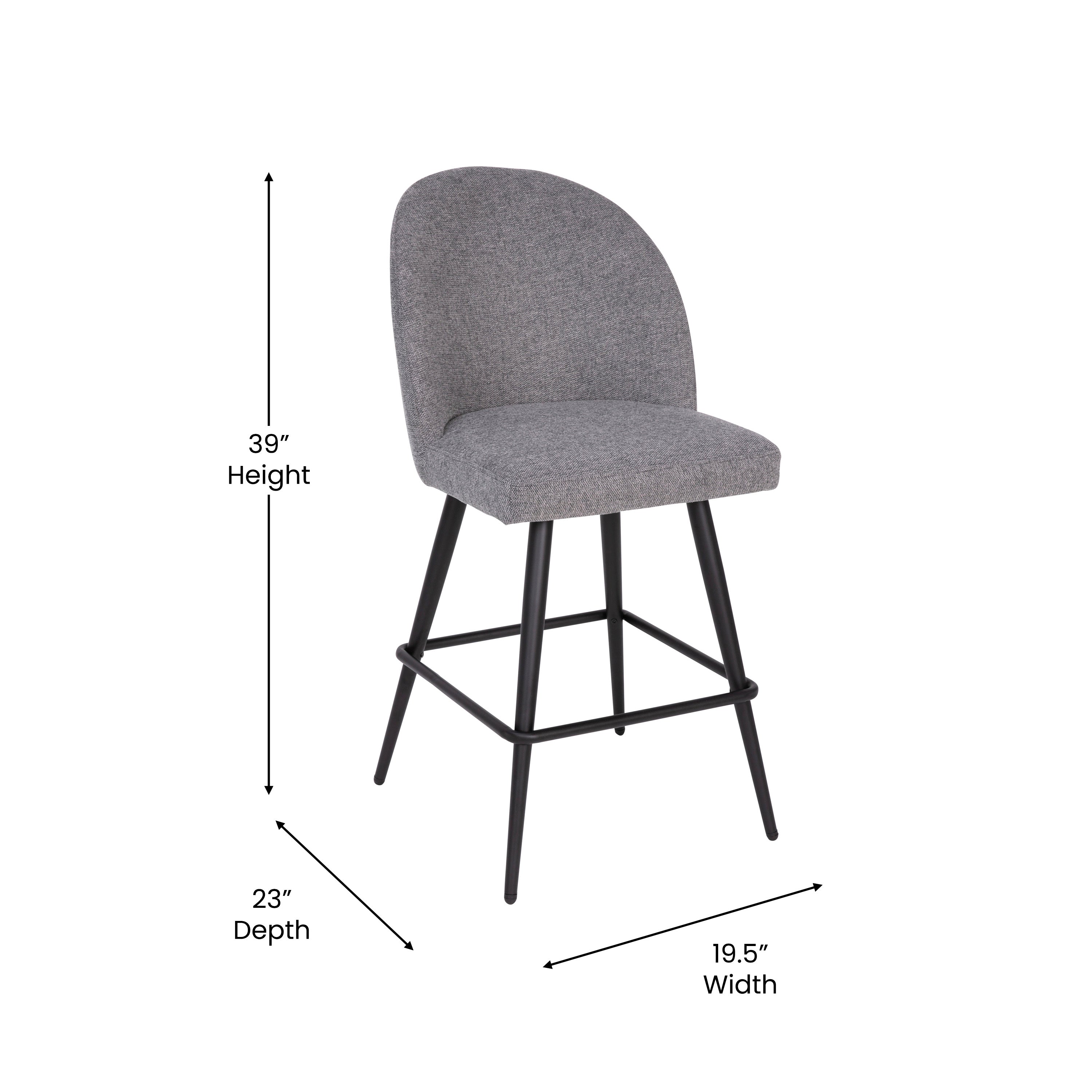 Lyla Set of 2 Commercial Modern Armless Counter Stools with Contoured Backrests, Steel Frames and Footrests-Set of 2