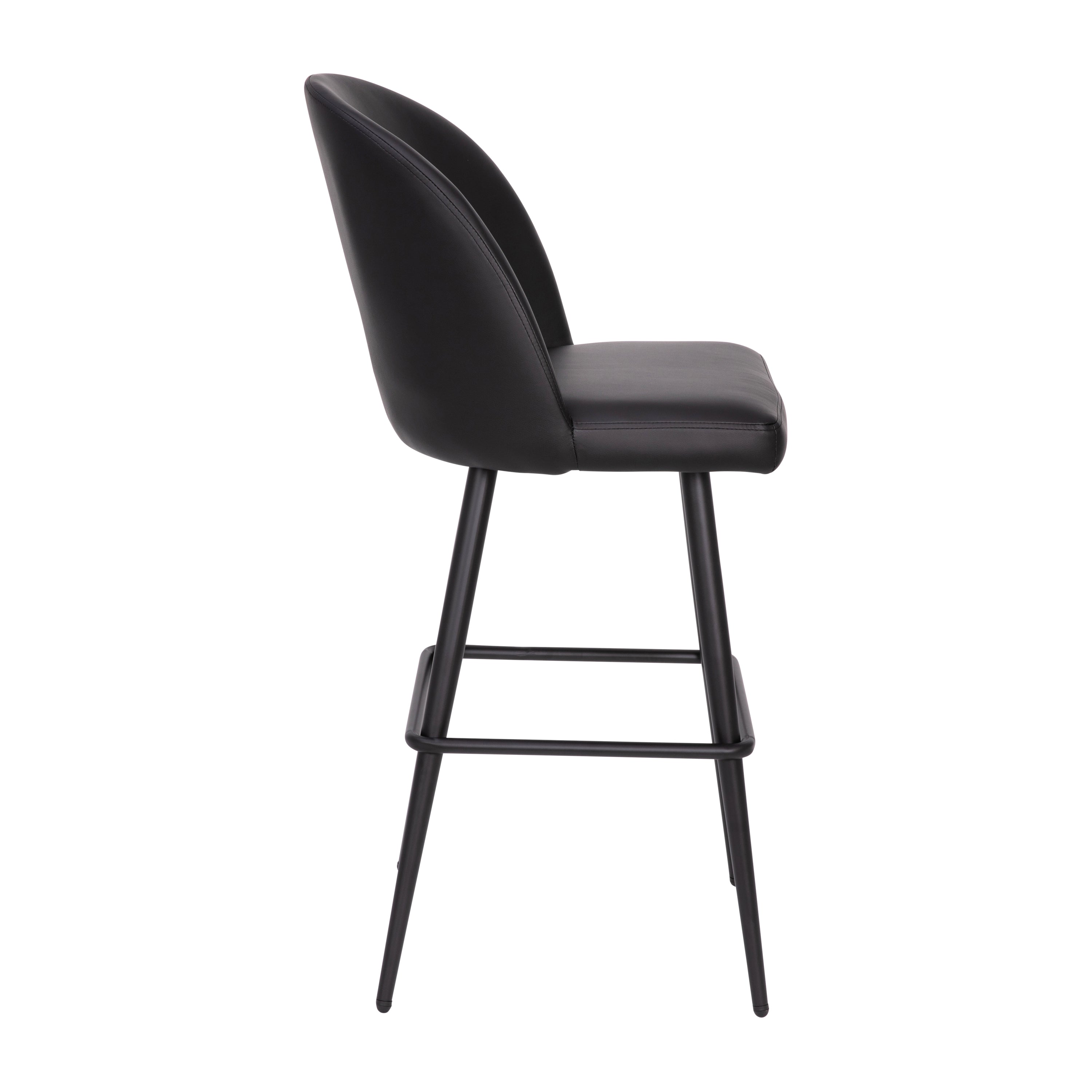 Lyla Modern Armless Barstools with Contoured Backrest, Steel Frame and Integrated Footrest - Set of 2
