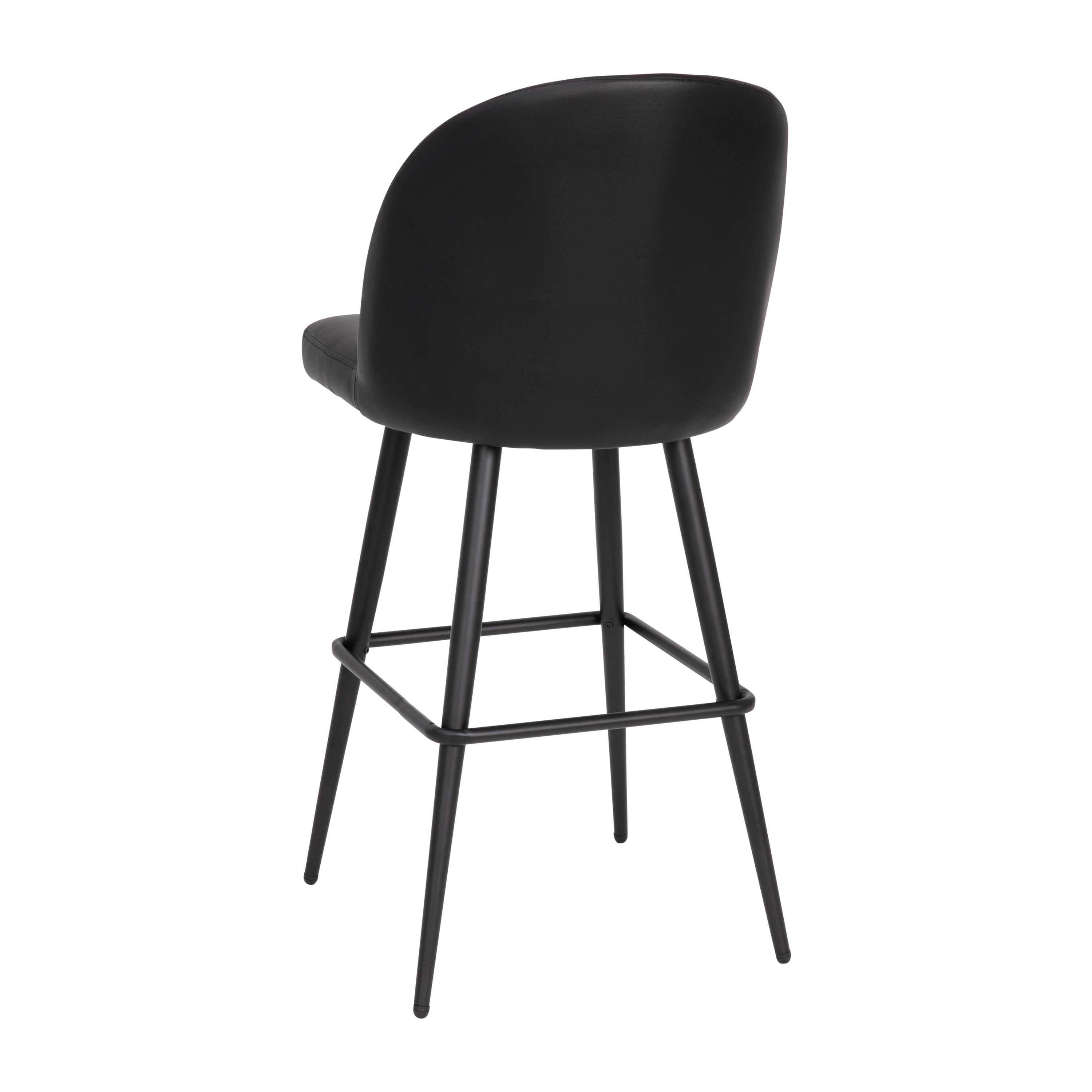 Lyla Modern Armless Barstools with Contoured Backrest, Steel Frame and Integrated Footrest - Set of 2