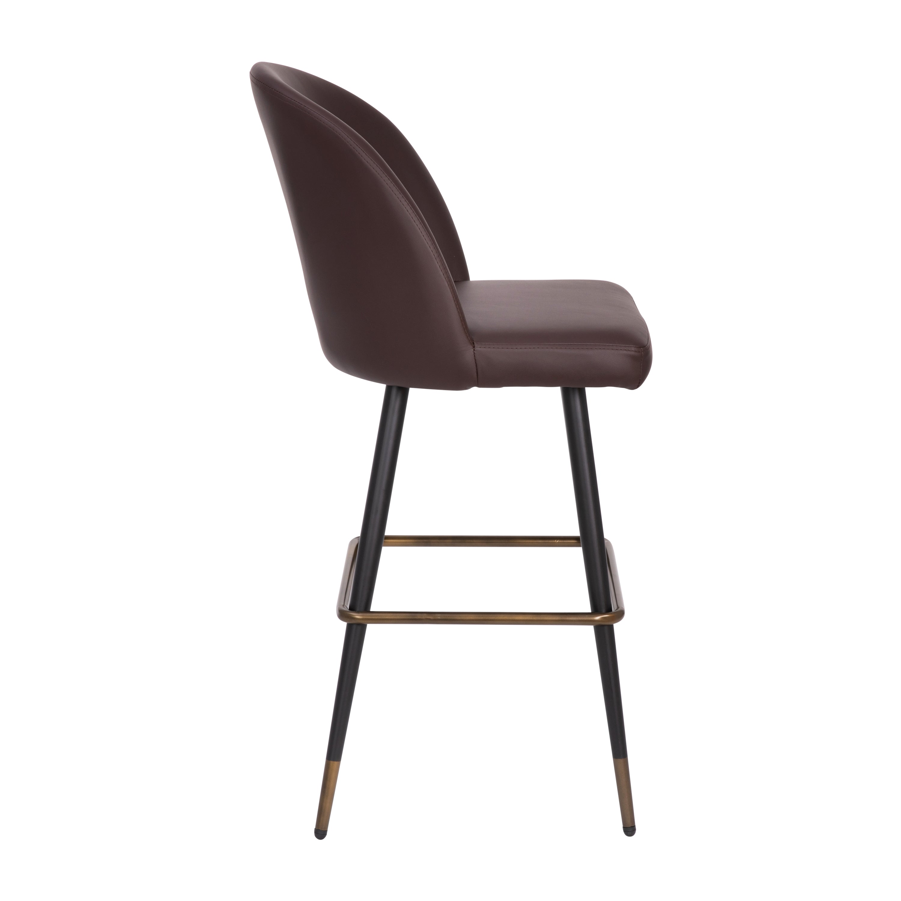 Lyla Modern Armless Barstools with Contoured Backrest, Steel Frame and Integrated Footrest - Set of 2