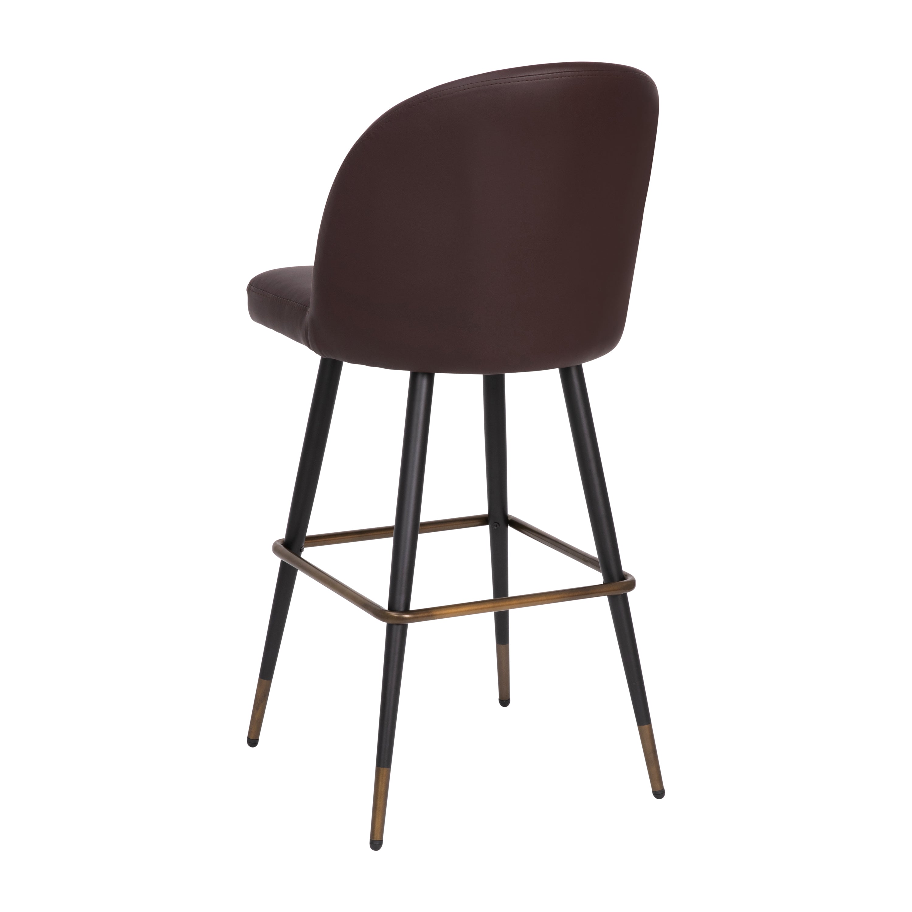 Lyla Modern Armless Barstools with Contoured Backrest, Steel Frame and Integrated Footrest - Set of 2