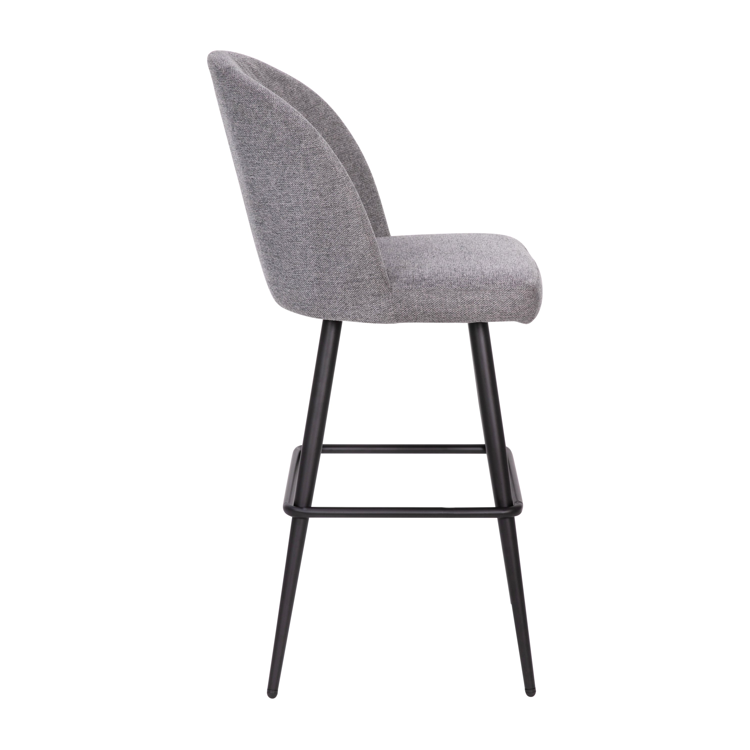 Lyla Modern Armless Barstools with Contoured Backrest, Steel Frame and Integrated Footrest - Set of 2