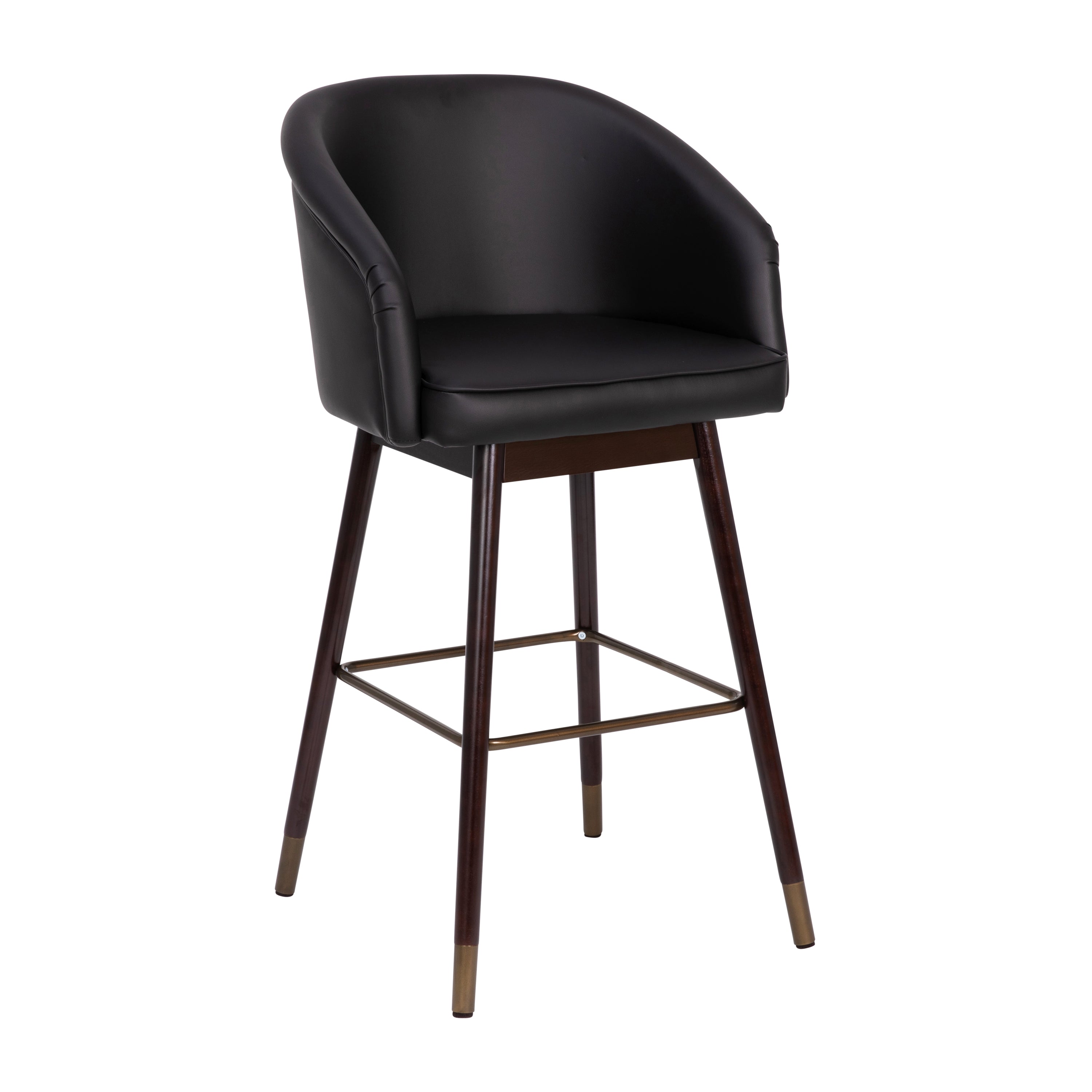 Margo Mid-Back Modern Barstool with Beechwood Legs and Curved Back