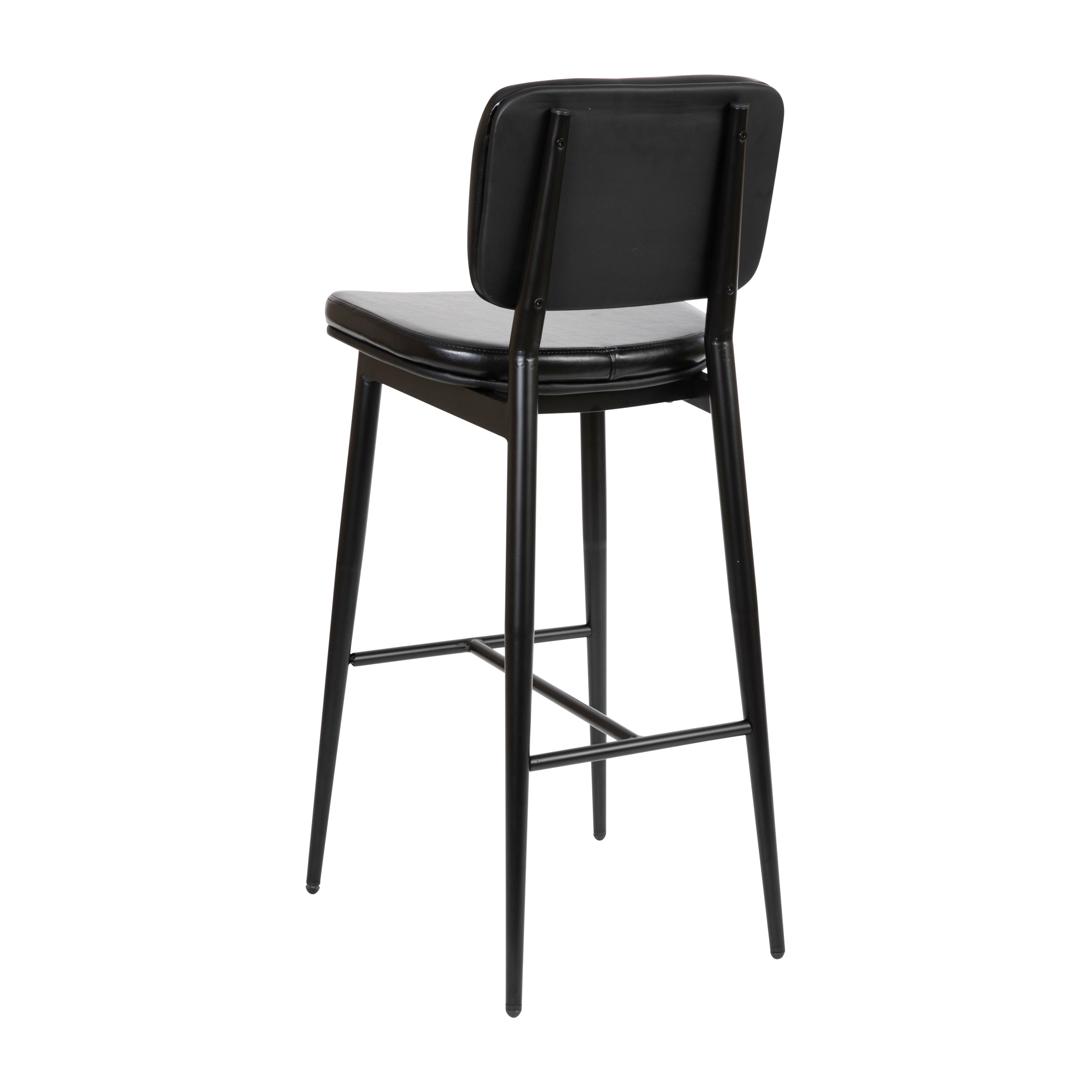 Kenzie Mid-Back Barstools - LeatherSoft Upholstery - Iron Frame with Integrated Footrest - Set of 2