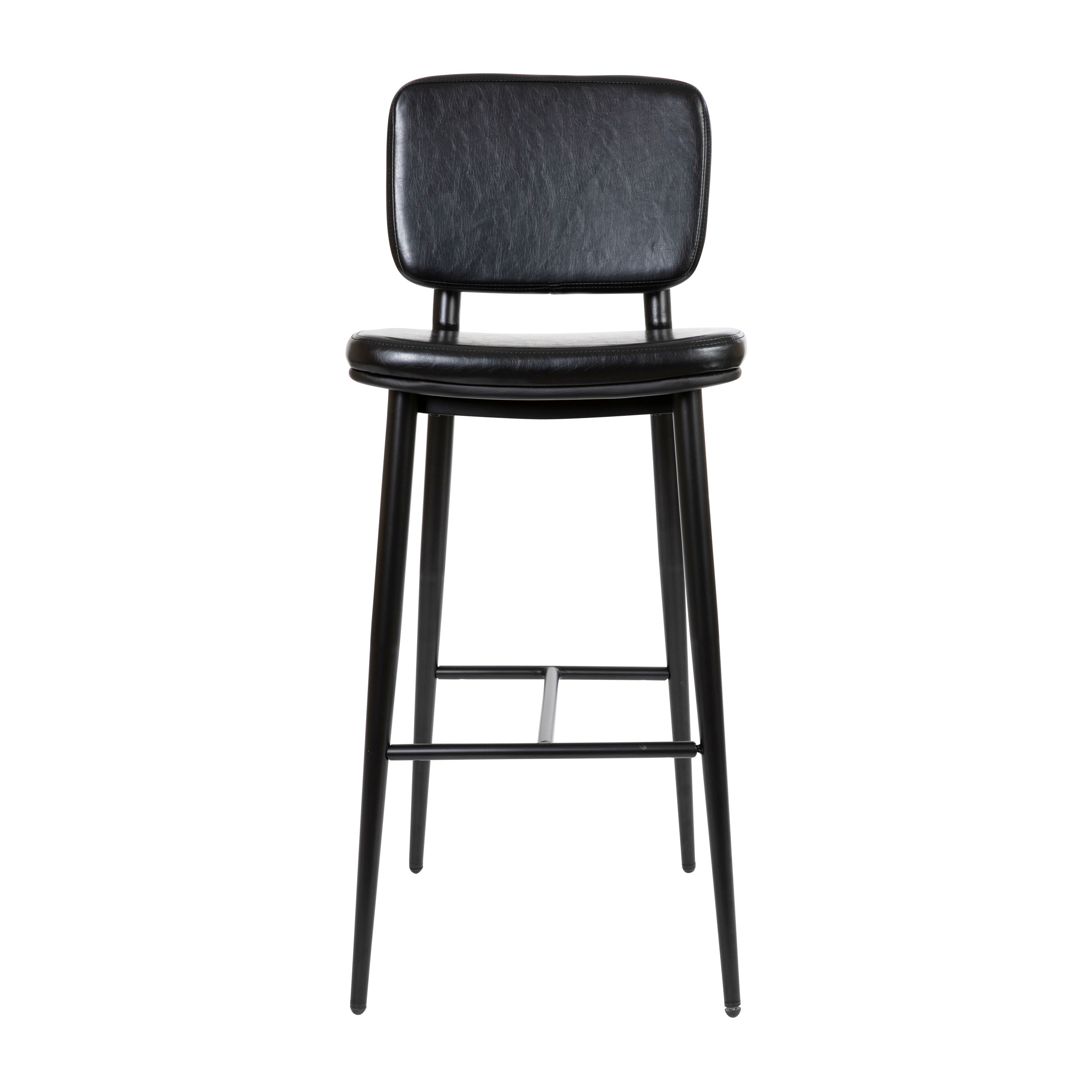 Kenzie Mid-Back Barstools - LeatherSoft Upholstery - Iron Frame with Integrated Footrest - Set of 2