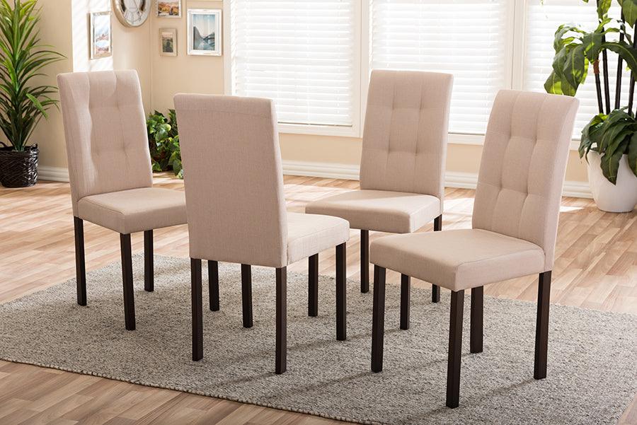 Andrew Modern and Contemporary Fabric Upholstered Grid-tufting Dining Chair (Set of 4)