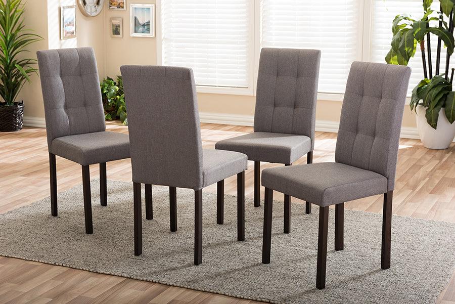 Andrew Modern and Contemporary Fabric Upholstered Grid-tufting Dining Chair (Set of 4)