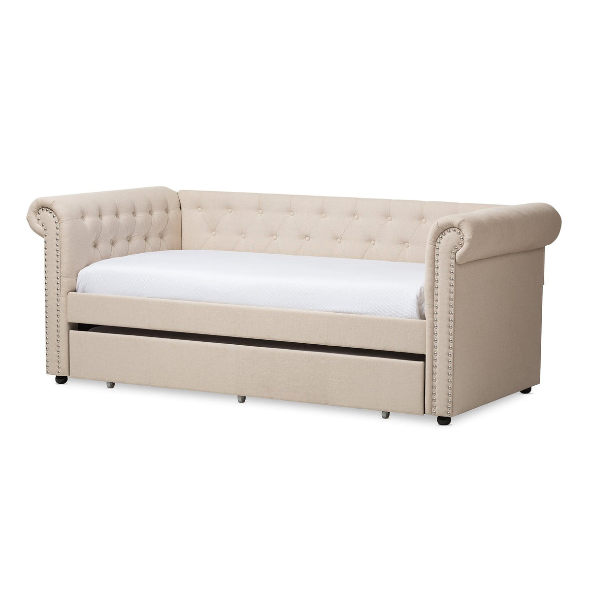 Mabelle Modern and Contemporary Fabric Trundle Daybed