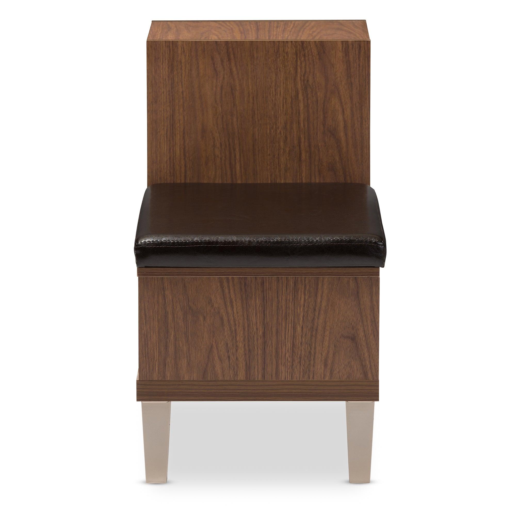 Arielle Modern and Contemporary Wood 3-Drawer Shoe Storage Padded Leatherette Seating Bench