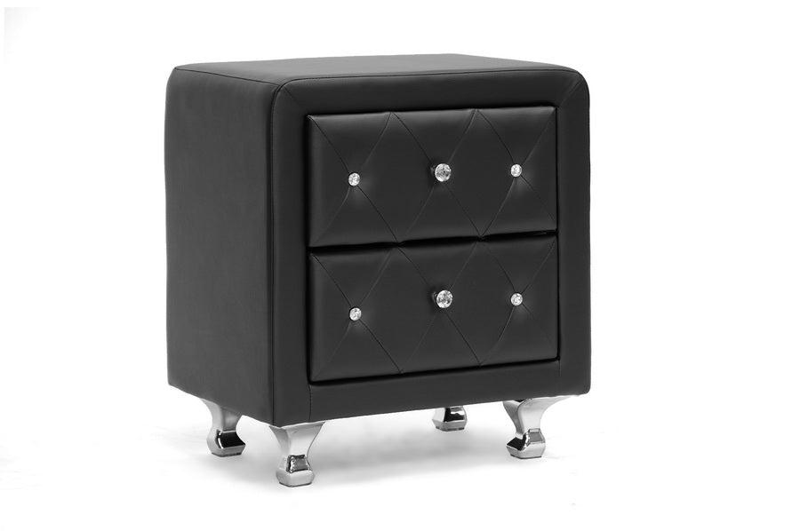 Stella Crystal Tufted Upholstered Modern Nightstand