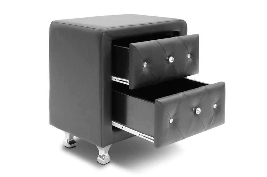 Stella Crystal Tufted Upholstered Modern Nightstand