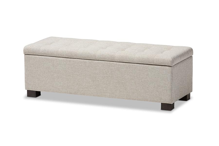RoaNoke Modern and Contemporary Fabric Upholstered Grid-Tufting Storage Ottoman