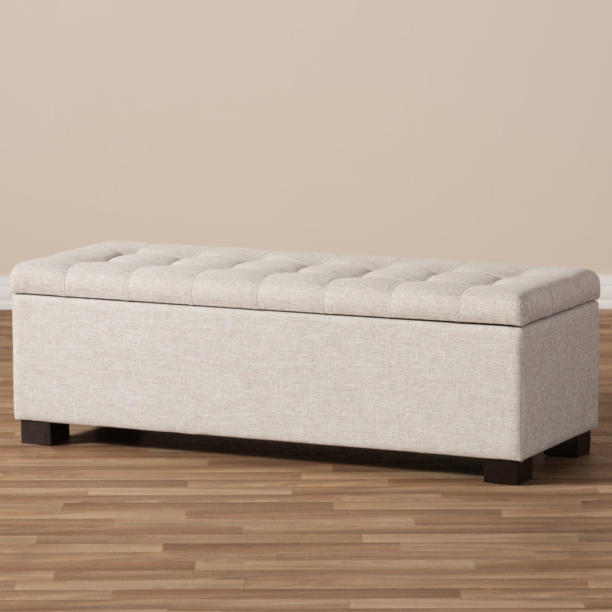 RoaNoke Modern and Contemporary Fabric Upholstered Grid-Tufting Storage Ottoman
