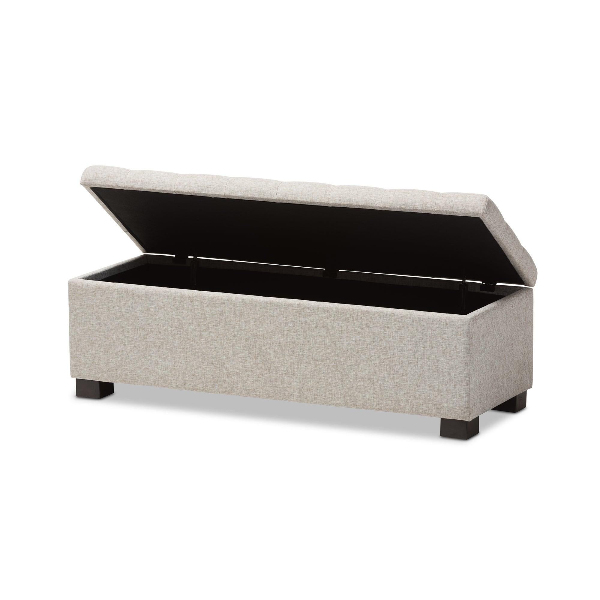 RoaNoke Modern and Contemporary Fabric Upholstered Grid-Tufting Storage Ottoman