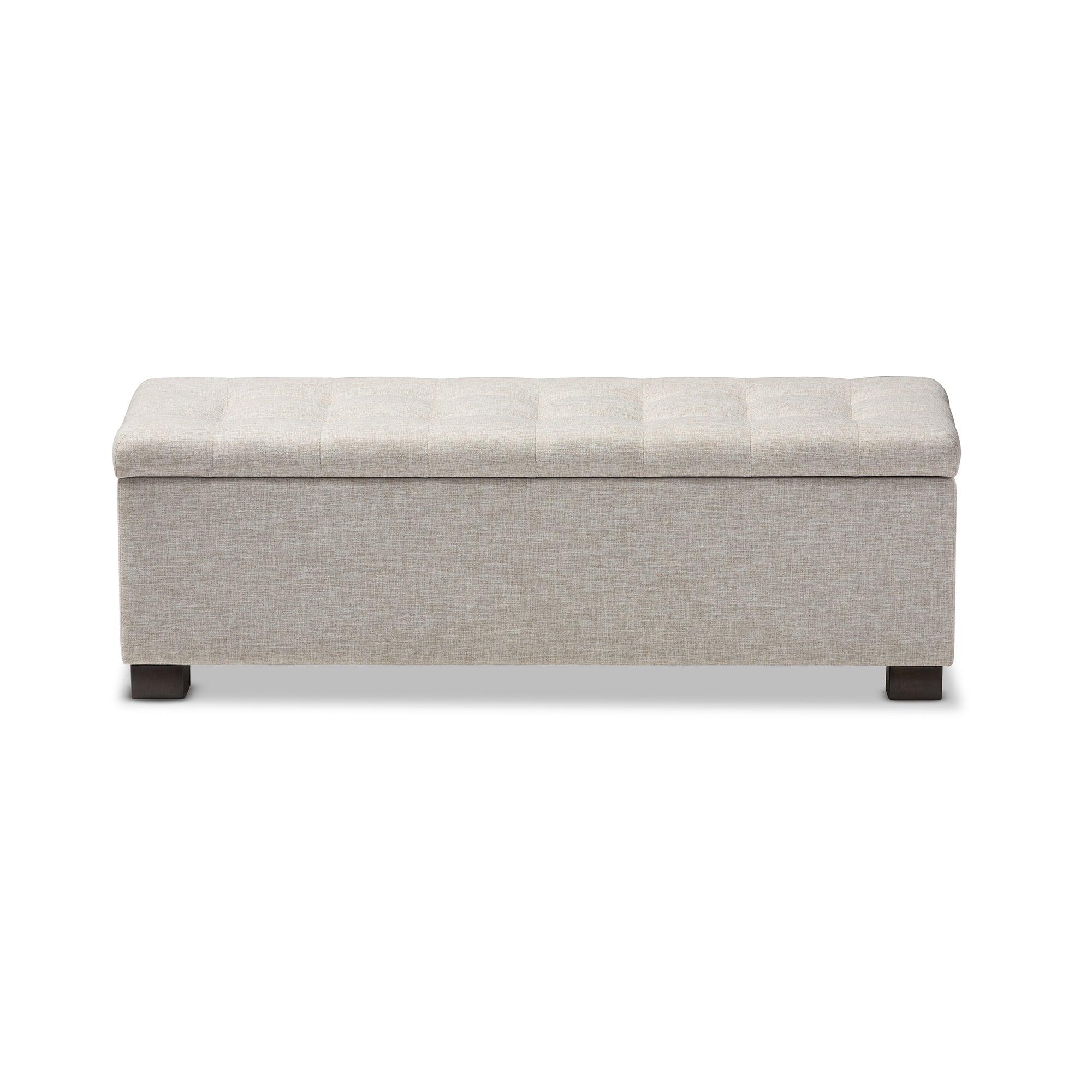 RoaNoke Modern and Contemporary Fabric Upholstered Grid-Tufting Storage Ottoman