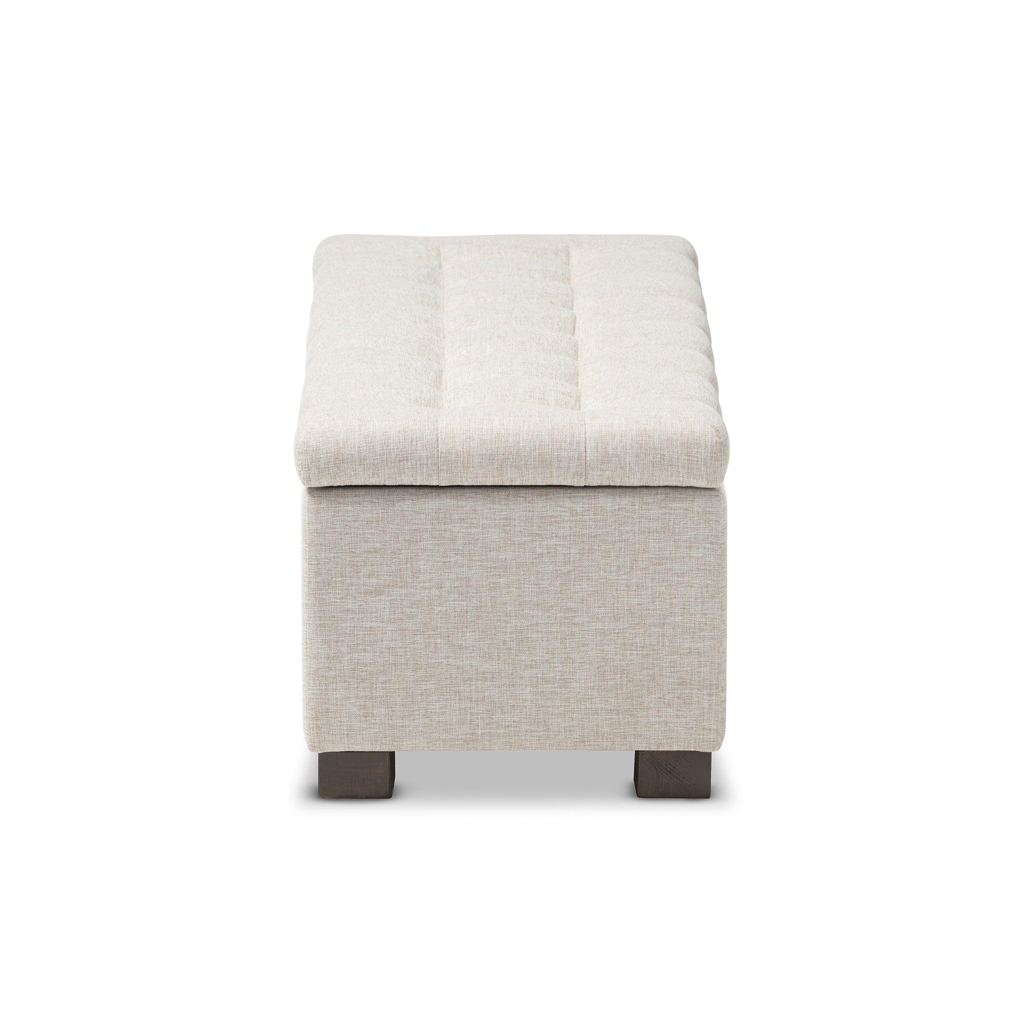 RoaNoke Modern and Contemporary Fabric Upholstered Grid-Tufting Storage Ottoman
