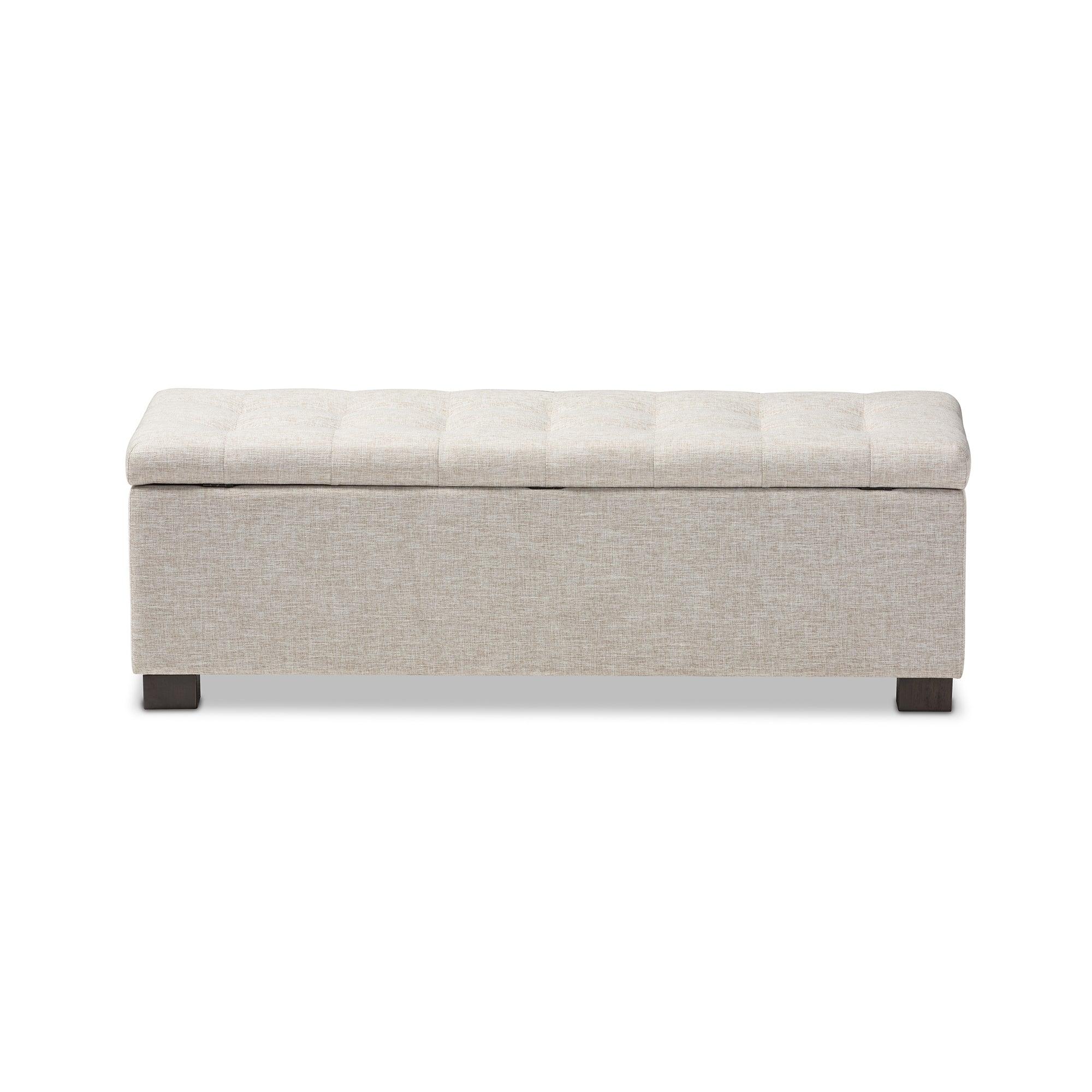 RoaNoke Modern and Contemporary Fabric Upholstered Grid-Tufting Storage Ottoman