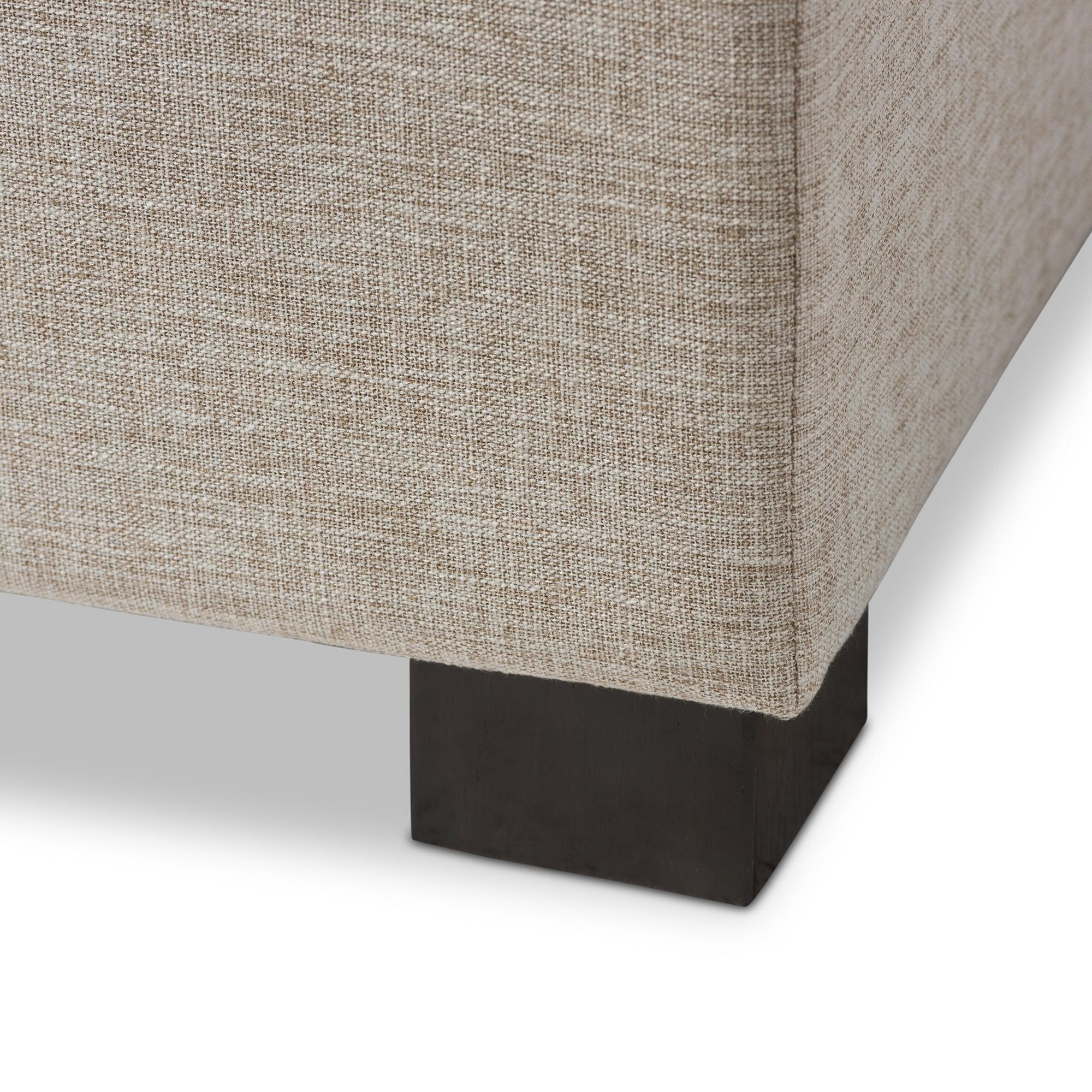 RoaNoke Modern and Contemporary Fabric Upholstered Grid-Tufting Storage Ottoman