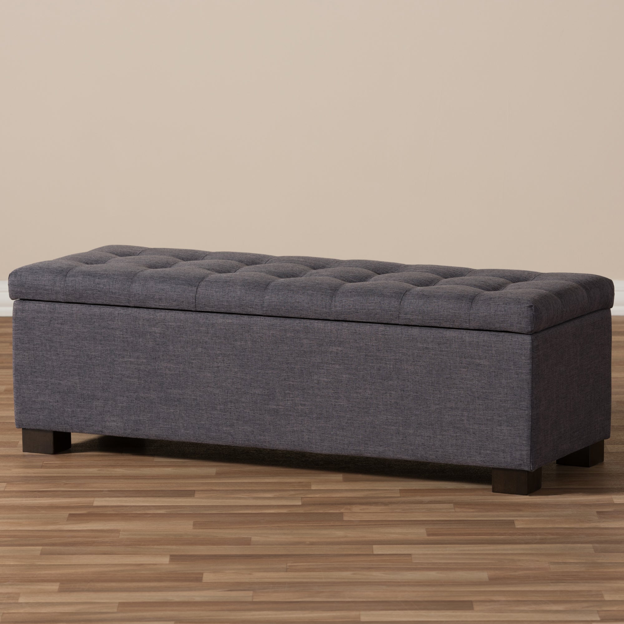 RoaNoke Modern and Contemporary Fabric Upholstered Grid-Tufting Storage Ottoman
