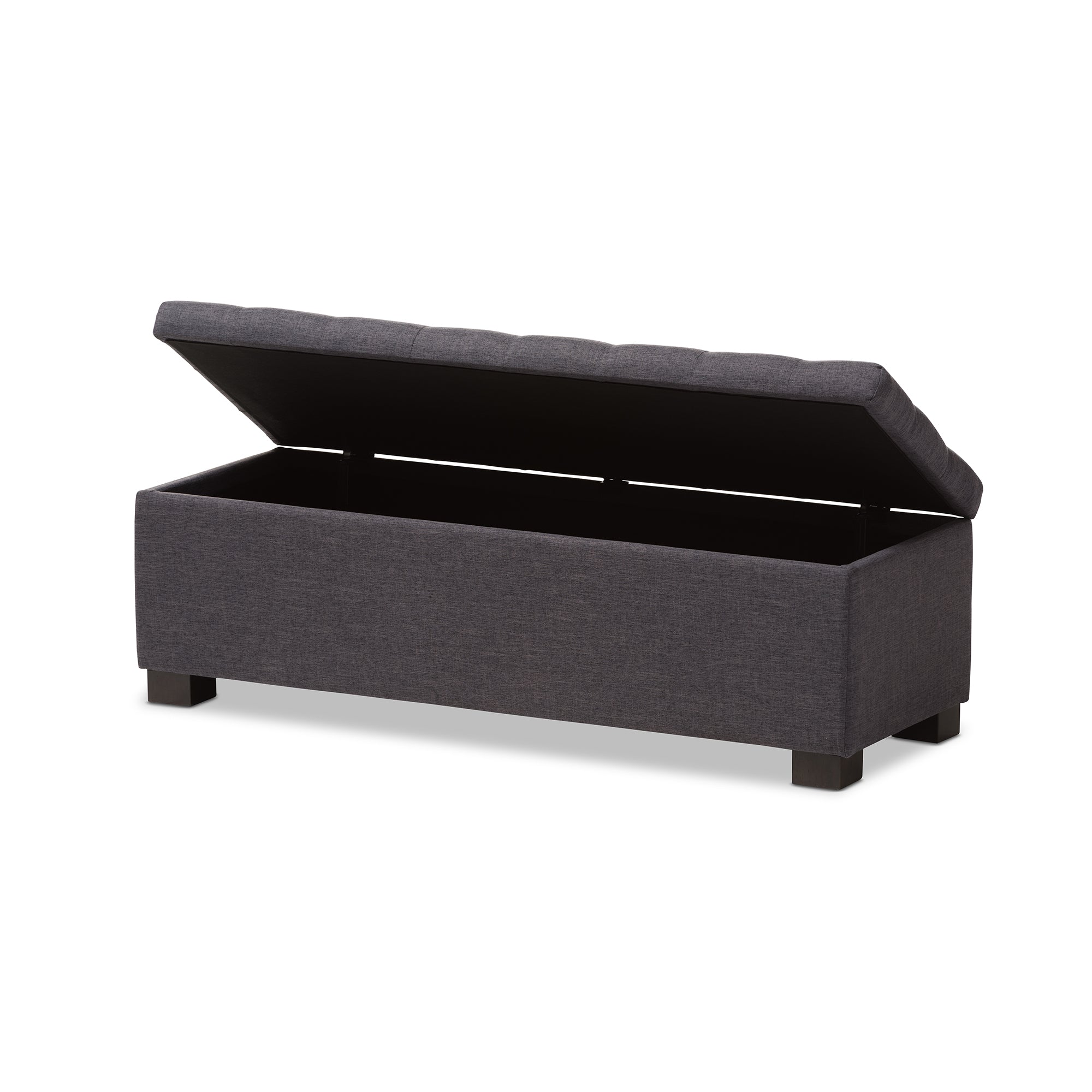 RoaNoke Modern and Contemporary Fabric Upholstered Grid-Tufting Storage Ottoman