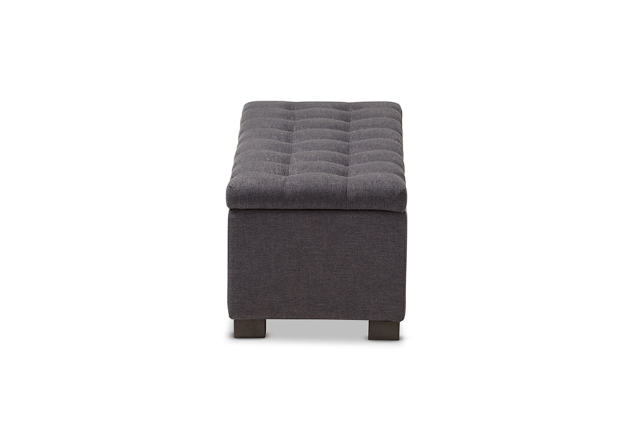 RoaNoke Modern and Contemporary Fabric Upholstered Grid-Tufting Storage Ottoman