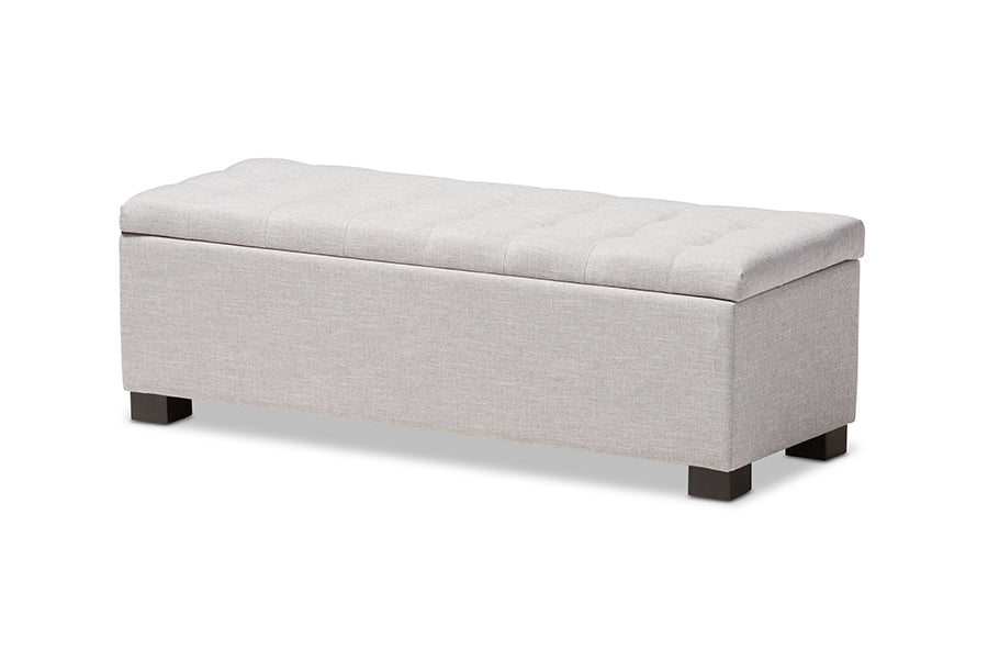 RoaNoke Modern and Contemporary Fabric Upholstered Grid-Tufting Storage Ottoman