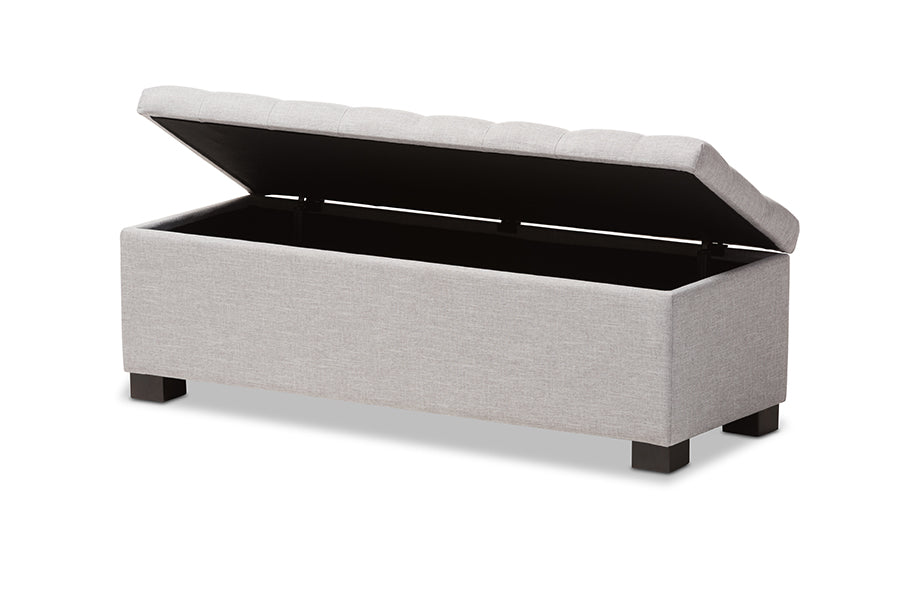 RoaNoke Modern and Contemporary Fabric Upholstered Grid-Tufting Storage Ottoman