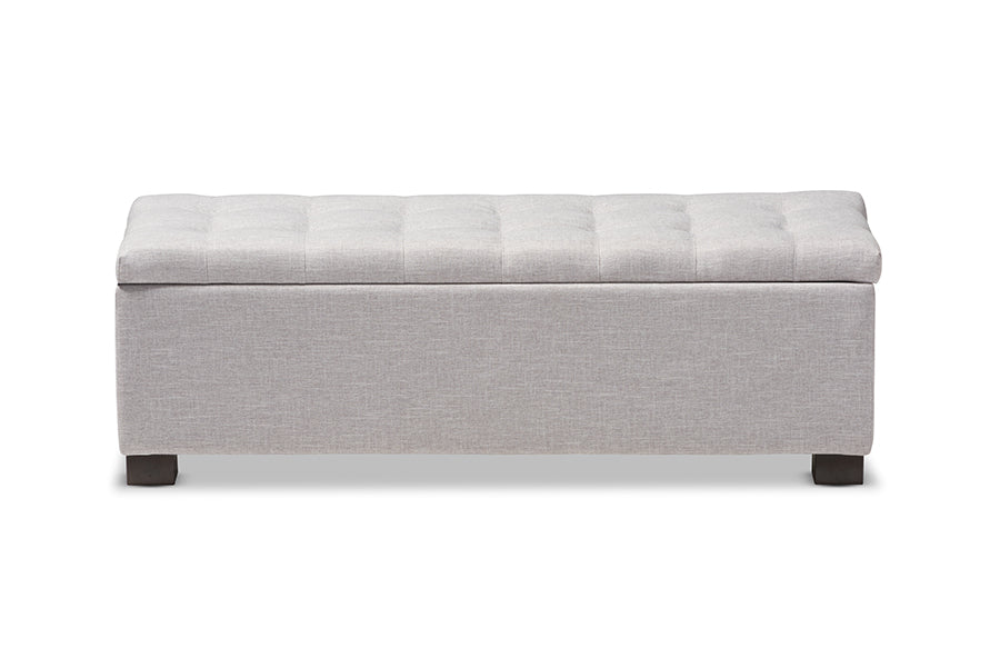 RoaNoke Modern and Contemporary Fabric Upholstered Grid-Tufting Storage Ottoman