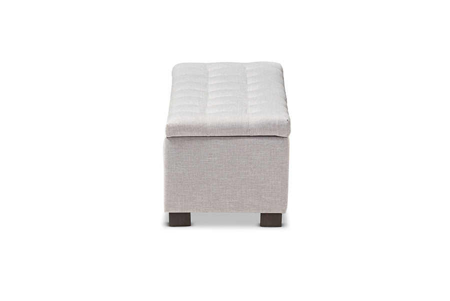RoaNoke Modern and Contemporary Fabric Upholstered Grid-Tufting Storage Ottoman