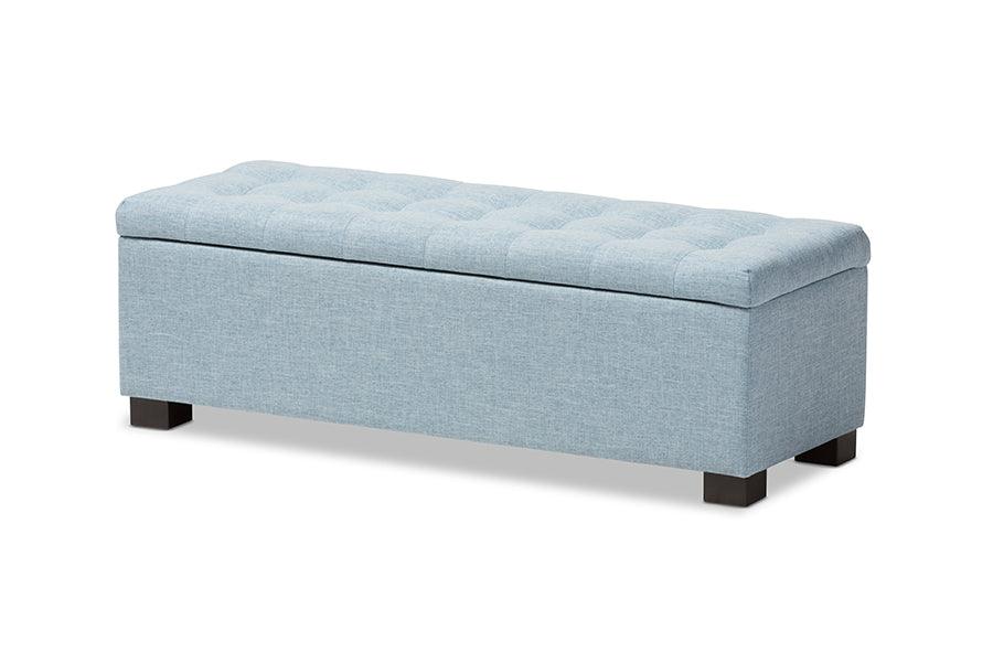 RoaNoke Modern and Contemporary Fabric Upholstered Grid-Tufting Storage Ottoman
