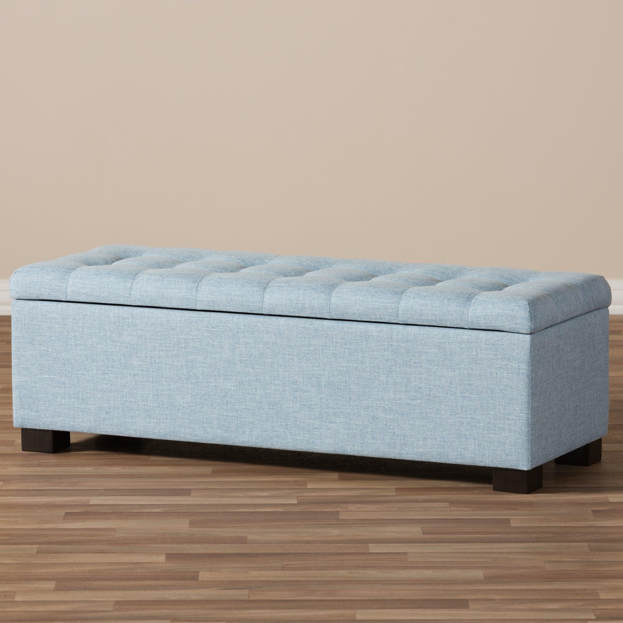RoaNoke Modern and Contemporary Fabric Upholstered Grid-Tufting Storage Ottoman