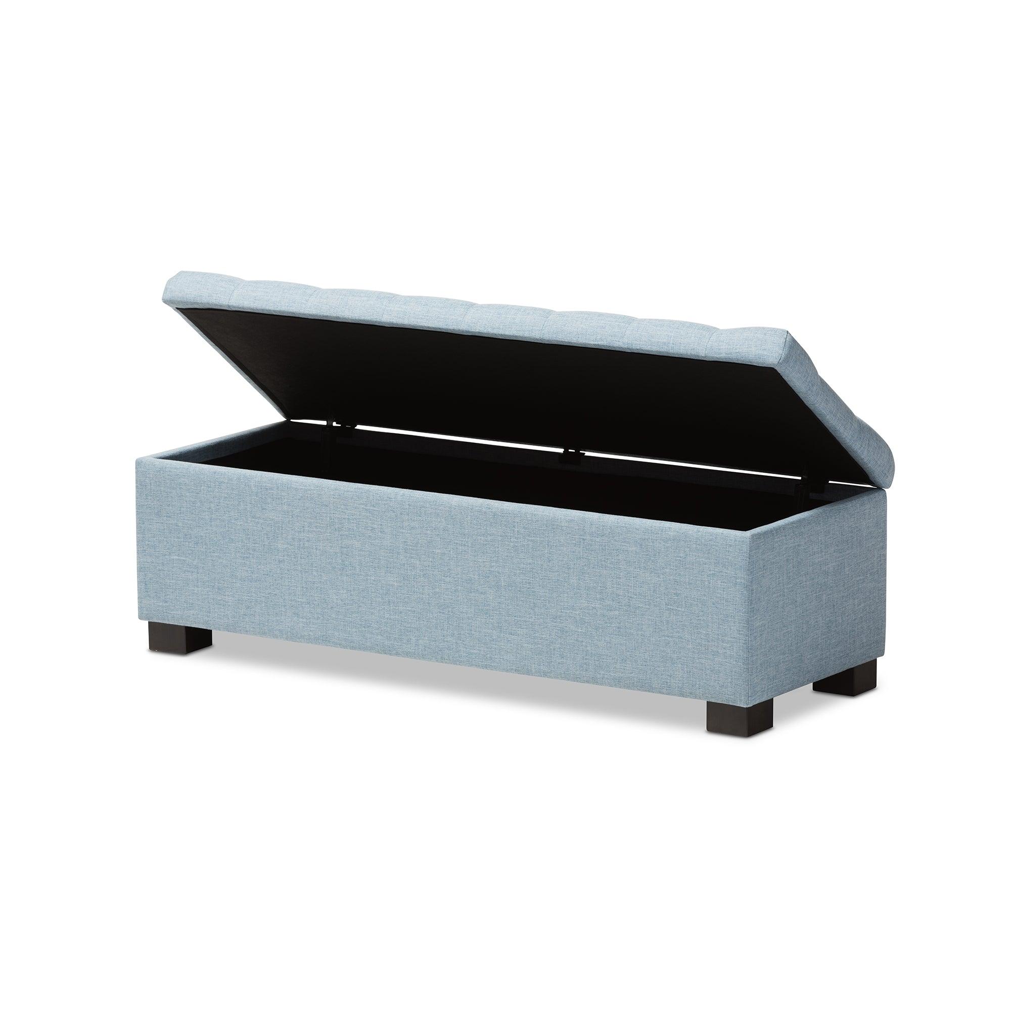 RoaNoke Modern and Contemporary Fabric Upholstered Grid-Tufting Storage Ottoman