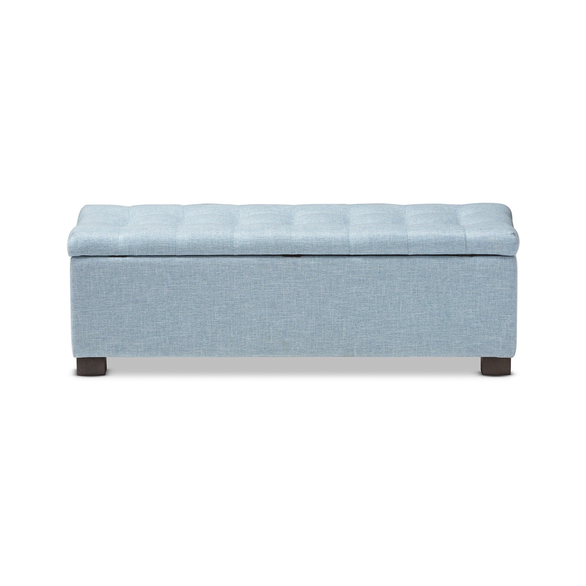 RoaNoke Modern and Contemporary Fabric Upholstered Grid-Tufting Storage Ottoman