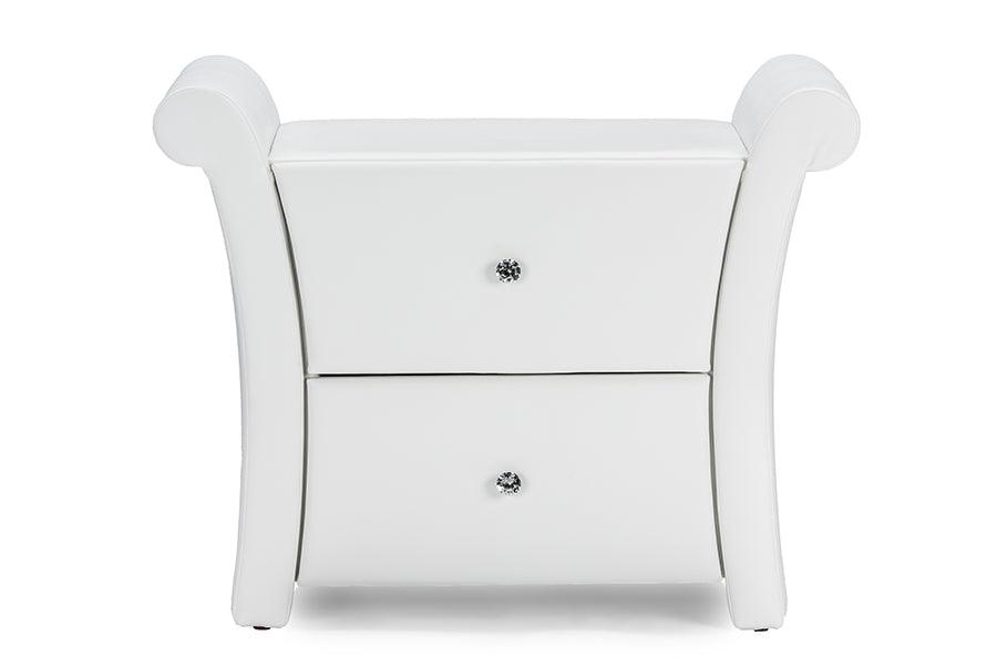 Victoria Matte PU Leather 2 Storage Drawers Nightstand Bedside Table