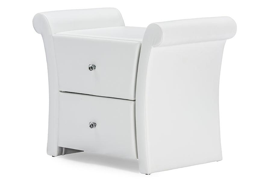 Victoria Matte PU Leather 2 Storage Drawers Nightstand Bedside Table