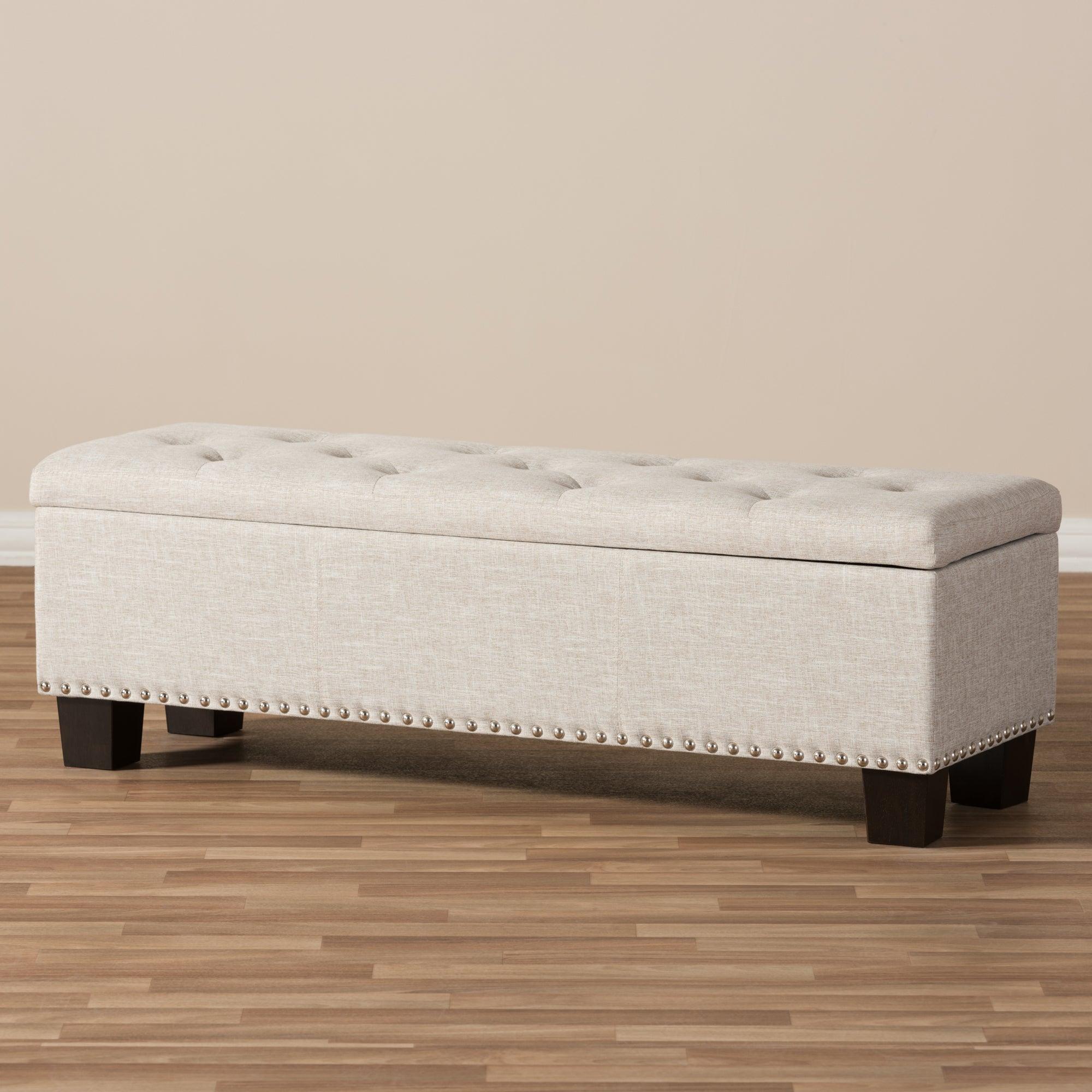 Hannah Modern and Contemporary Fabric Upholstered Button-Tufting Storage Ottoman