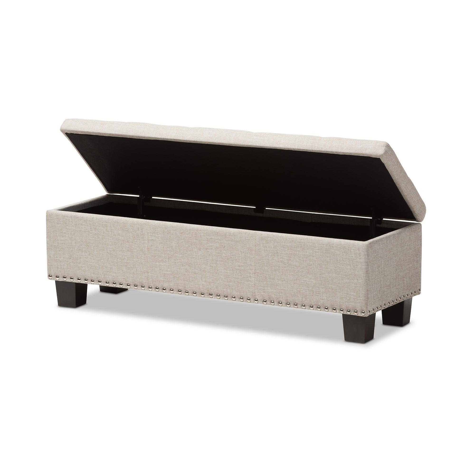 Hannah Modern and Contemporary Fabric Upholstered Button-Tufting Storage Ottoman