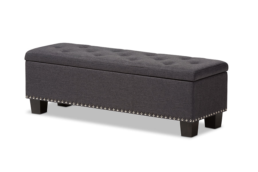 Hannah Modern and Contemporary Fabric Upholstered Button-Tufting Storage Ottoman