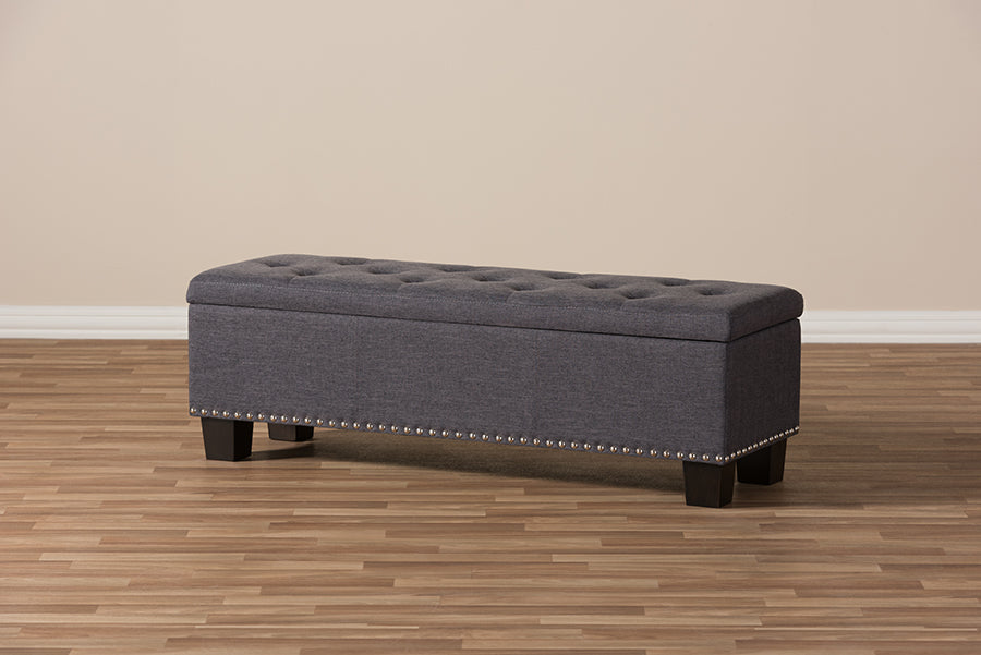 Hannah Modern and Contemporary Fabric Upholstered Button-Tufting Storage Ottoman