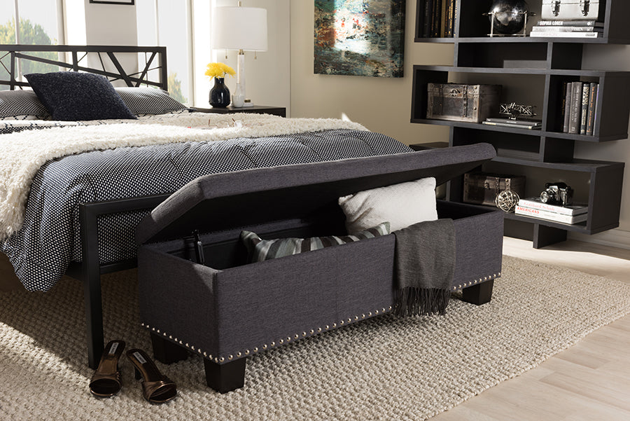 Hannah Modern and Contemporary Fabric Upholstered Button-Tufting Storage Ottoman