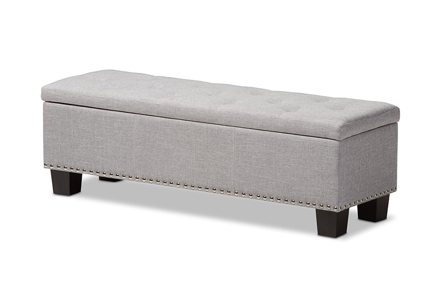 Hannah Modern and Contemporary Fabric Upholstered Button-Tufting Storage Ottoman