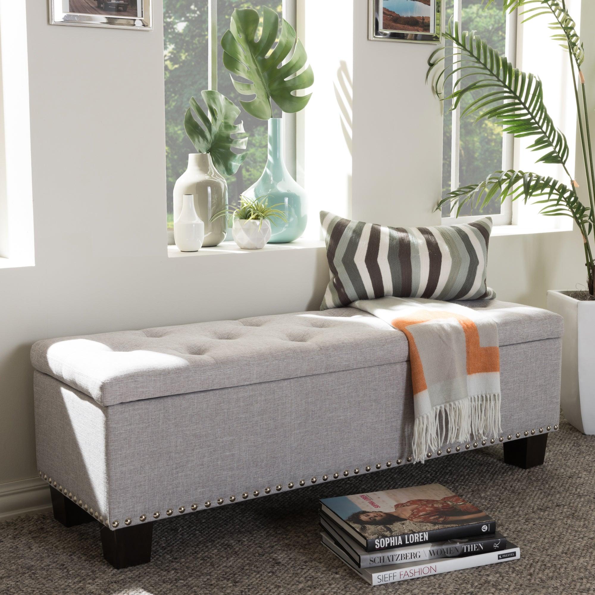 Hannah Modern and Contemporary ish Fabric Upholstered Button-Tufting Storage Ottoman Bench