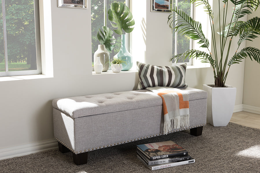 Hannah Modern and Contemporary Fabric Upholstered Button-Tufting Storage Ottoman