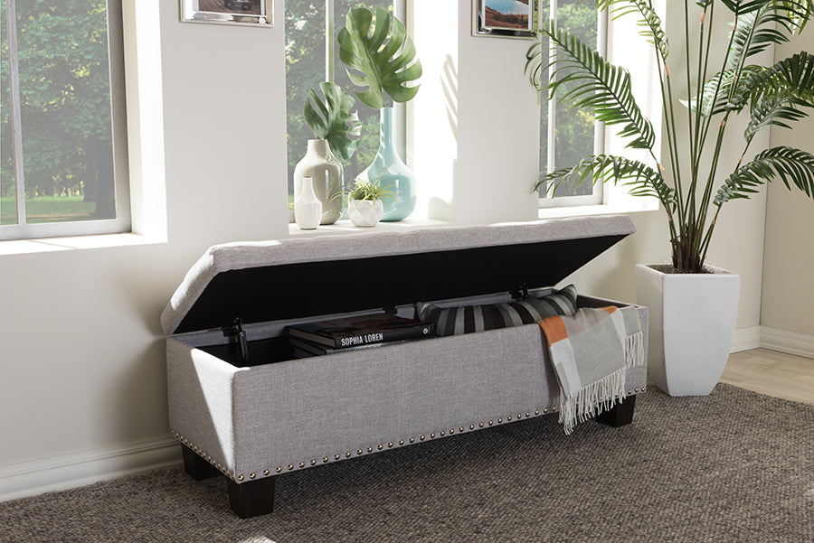 Hannah Modern and Contemporary Fabric Upholstered Button-Tufting Storage Ottoman