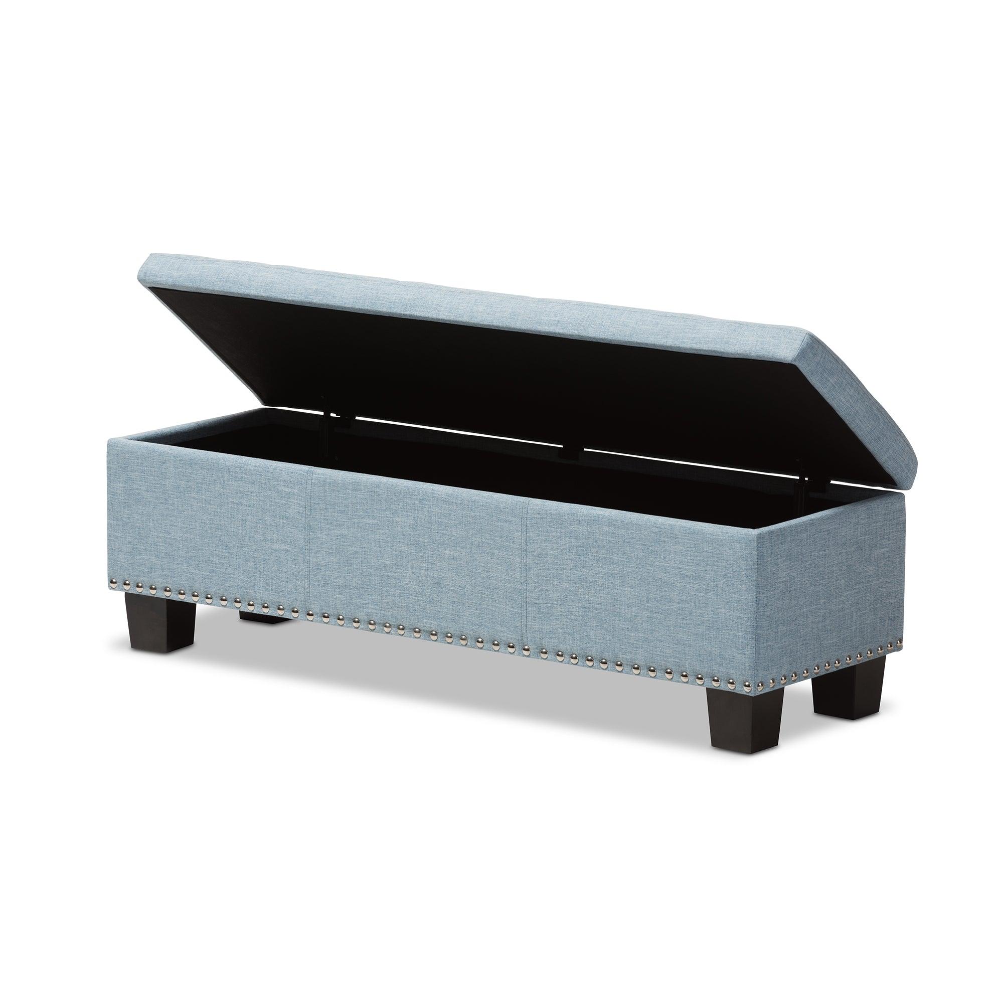 Hannah Modern and Contemporary Fabric Upholstered Button-Tufting Storage Ottoman